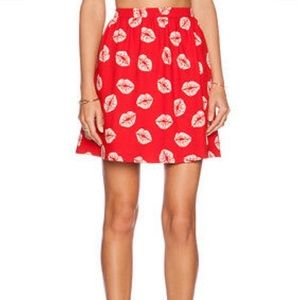 Sam Edelman Lip Skirt Enchanted Kiss Red Size 2